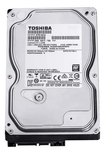 DISCO MECÁNICO HDD TOSHIBA DT01ACA100 1TB 3.5" 7200RPM USADO